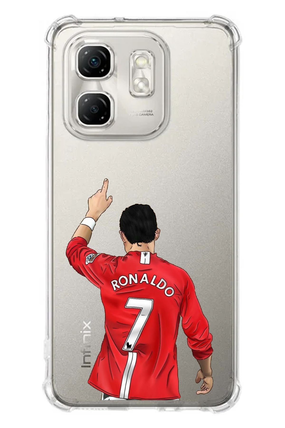 TechTree Infinix Hot 50i - Smart 9 Uyumlu C. Ronaldo Forma Tasarımlı Şeffaf Silikon Kılıf
