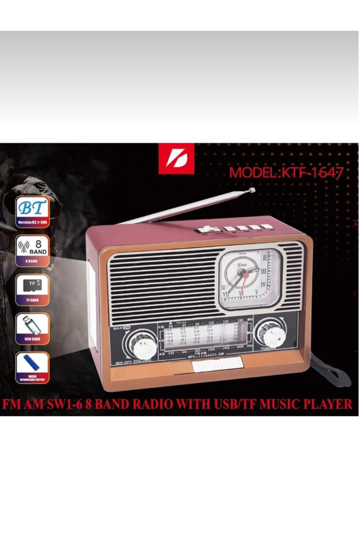EMİN ENSAR HOME Nostaljik Radyo led ışıklı fenerli retro Bluetooth hoparlör Usb,Sd kart girişli şarjlı bataryalı