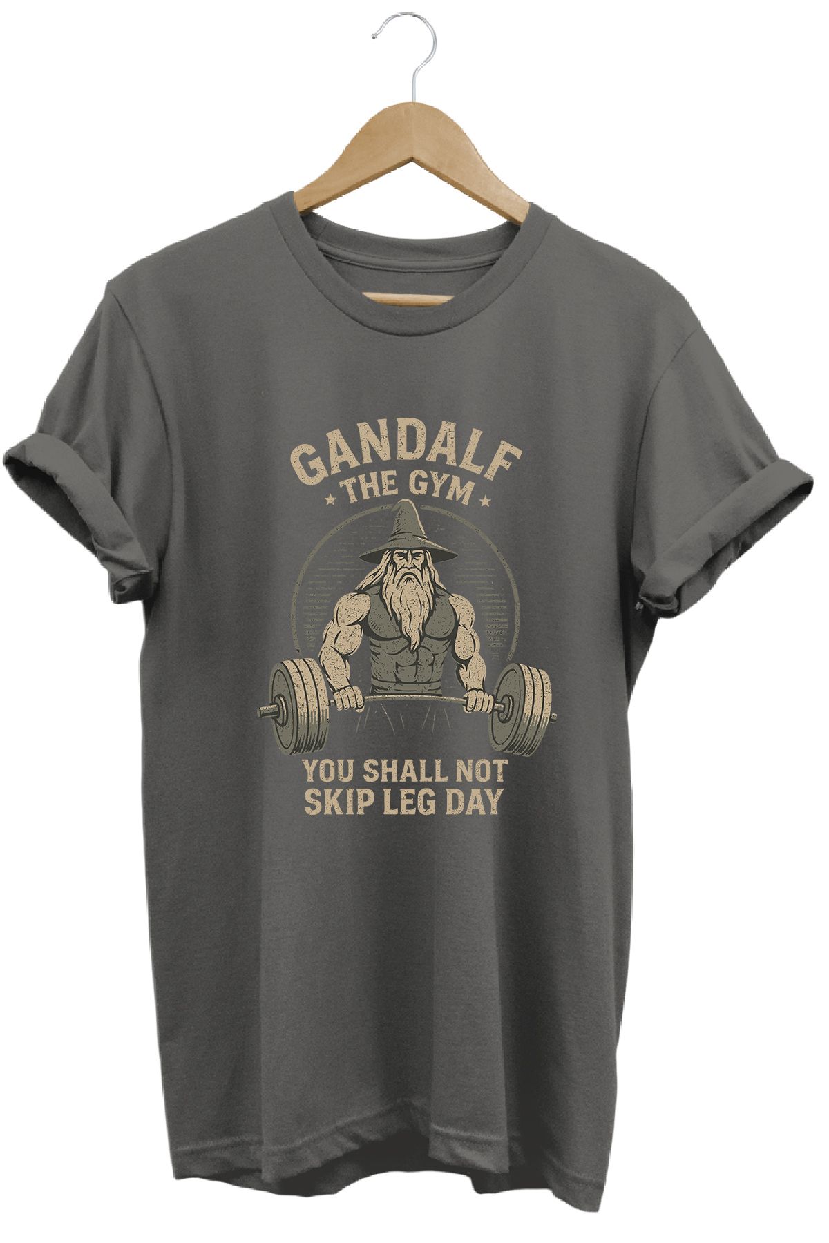 remonz Gandalf Gym LOTR Regular Fit %100 Pamuk Yumuşak Dokulu Bisiklet Yaka Tişört
