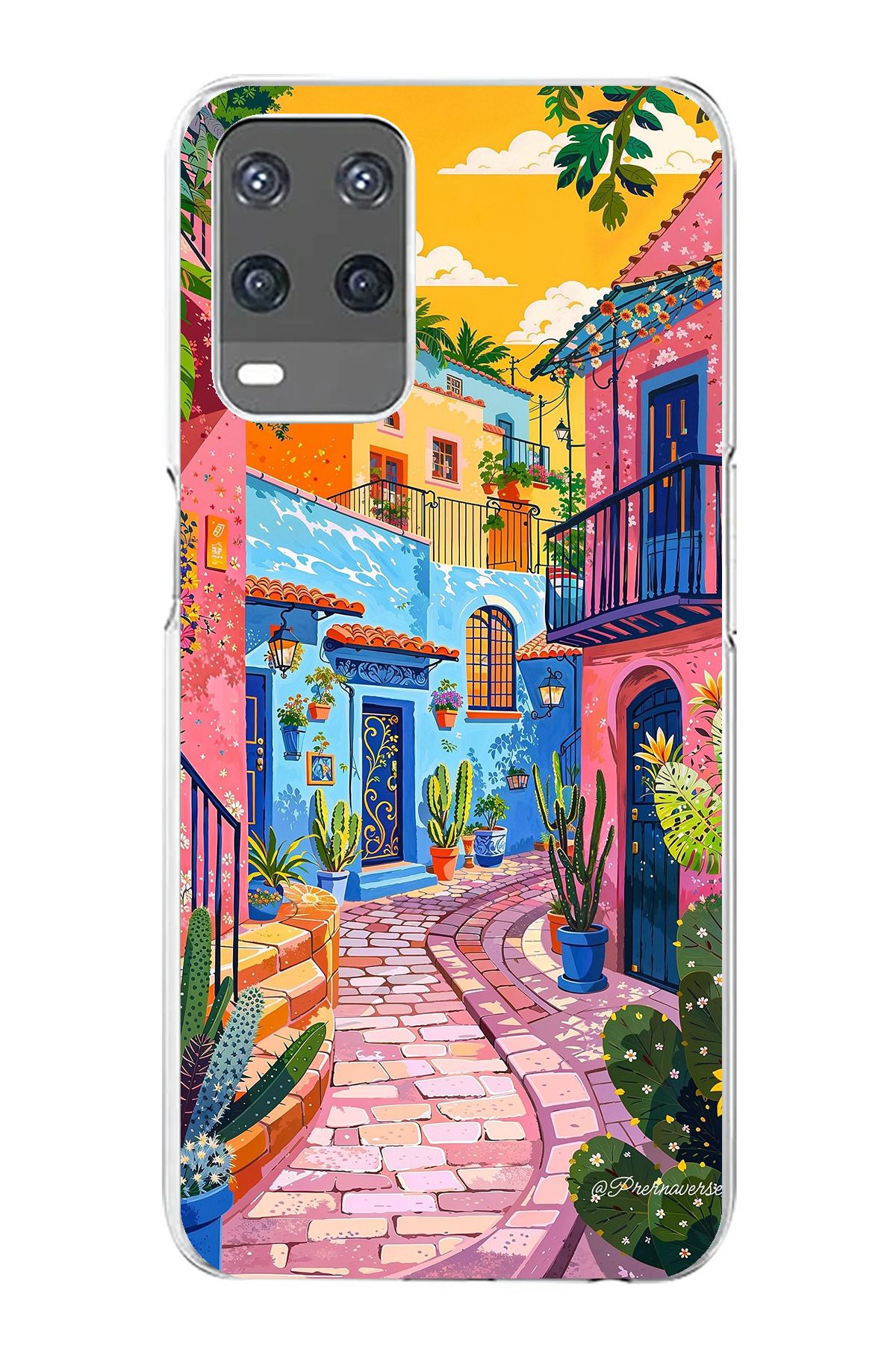 TechTree Oppo A54 Uyumlu Renkli Sanat Sokak Silikon Kılıf