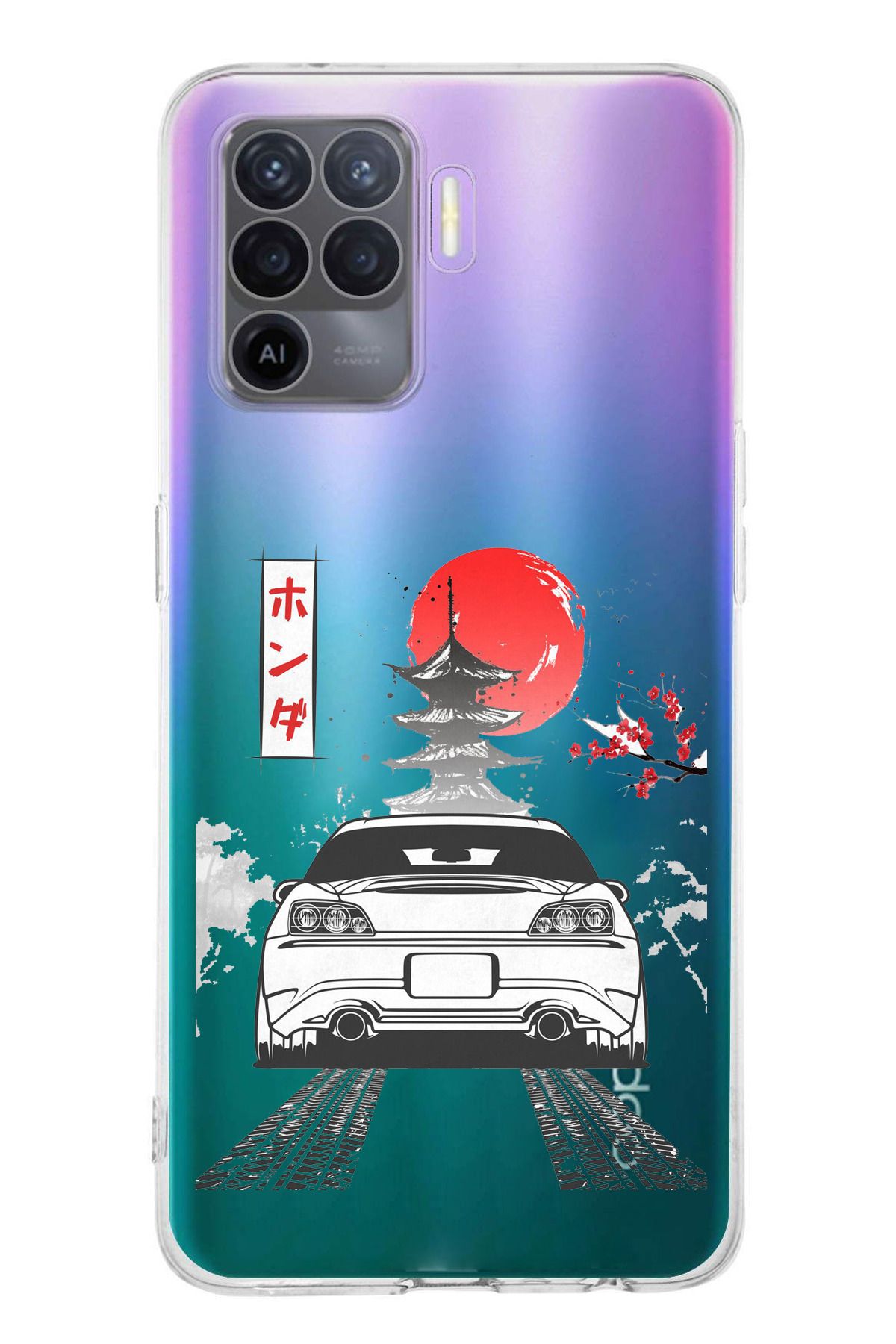 TechTree Oppo Reno 5 Lite Uyumlu S2000 Tasarımlı Şeffaf Silikon Kılıf