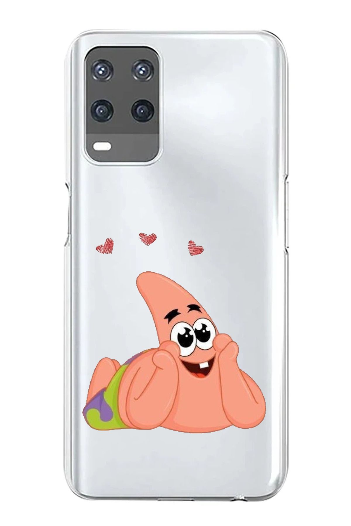TechTree Oppo A54 Uyumlu Patrick Yıldız Aşk Tasarımlı Şeffaf Silikon Kılıf
