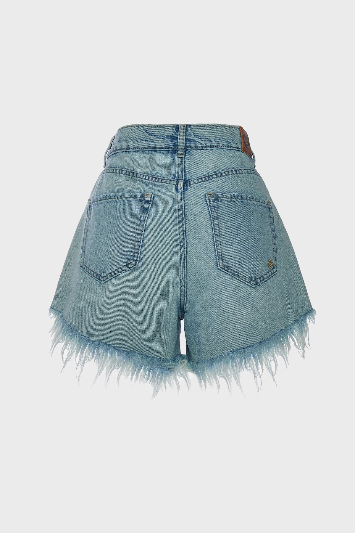 % 100 Pamuk Yırtıklı Regular Fit Yüksek Bel Mini Kot Short SHORT 053 - 7