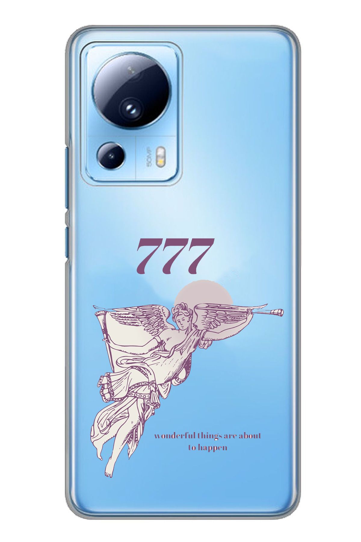 TechTree Xiaomi Mi 13 Lite Uyumlu 777 Melek Tasarımlı Şeffaf Silikon Kılıf