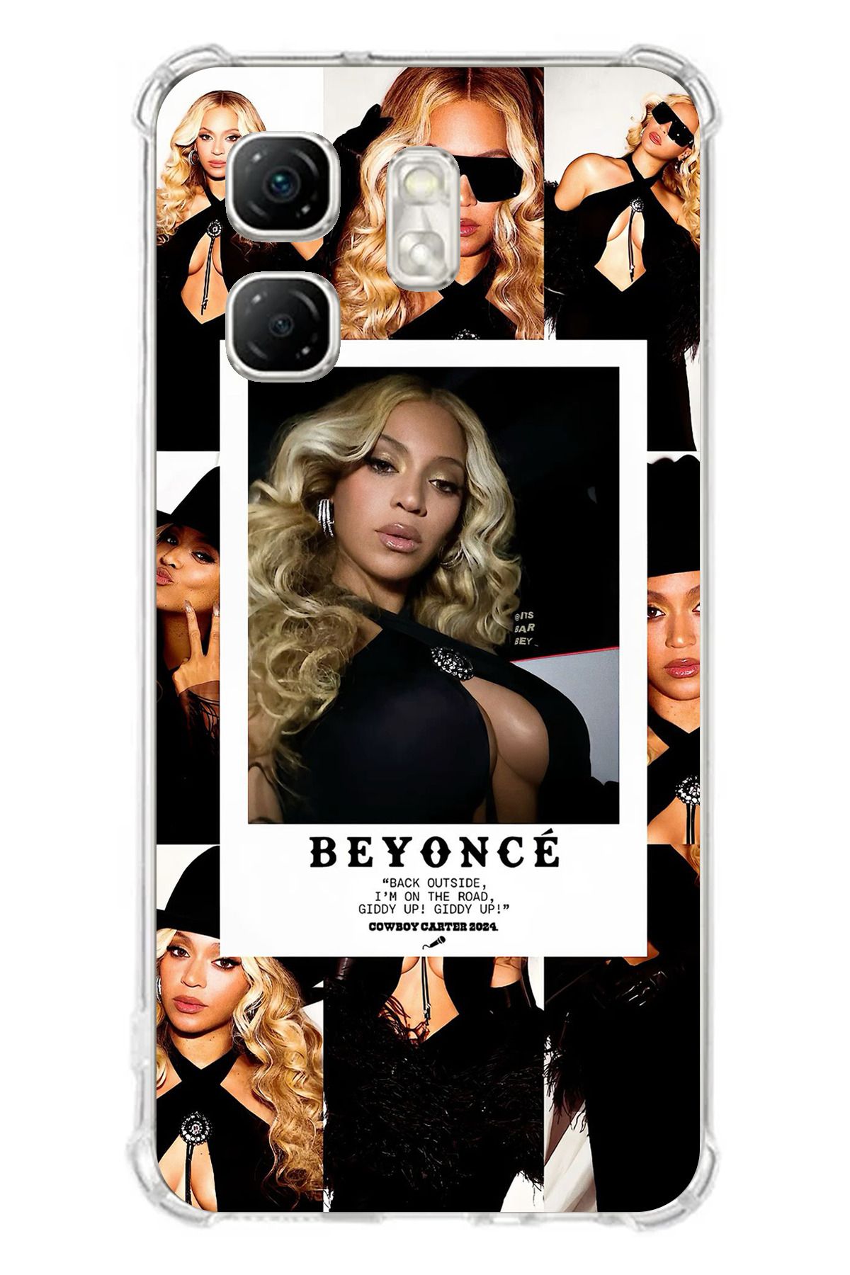 TechTree Infinix Hot 50i - Smart 9 Uyumlu Beyonce Fotoğraflar Şeffaf Silikon Kılıf
