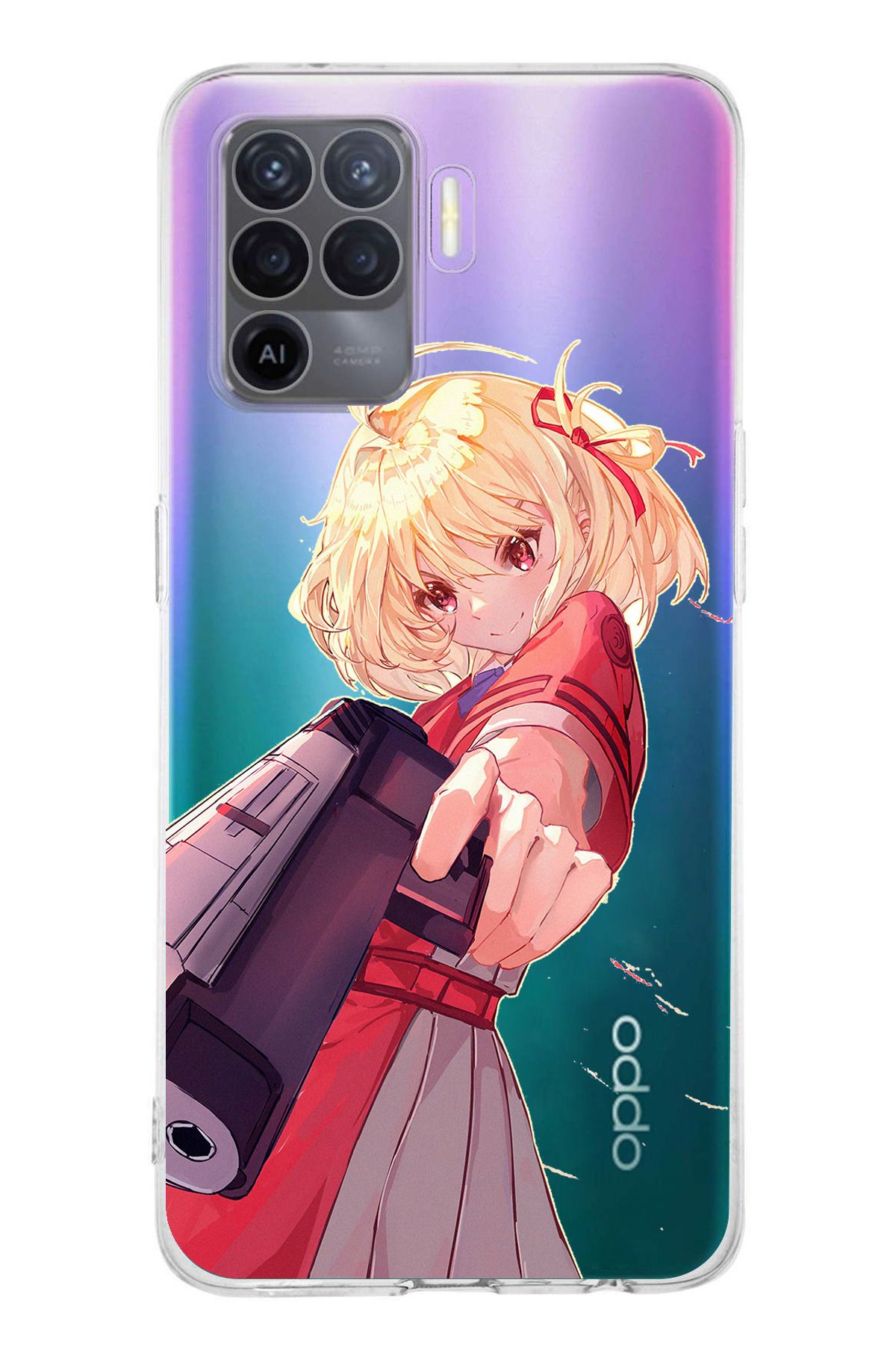 TechTree Oppo Reno 5 Lite Uyumlu Chisato Nishikigi Tasarımlı Şeffaf Silikon Kılıf
