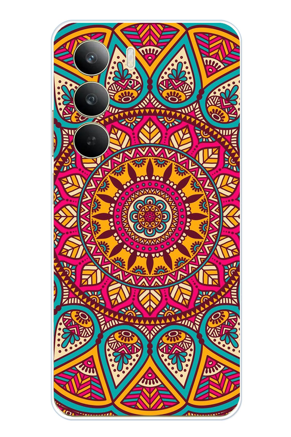 TechTree Realme C75 Uyumlu Mandala Şeffaf Silikon Kılıf