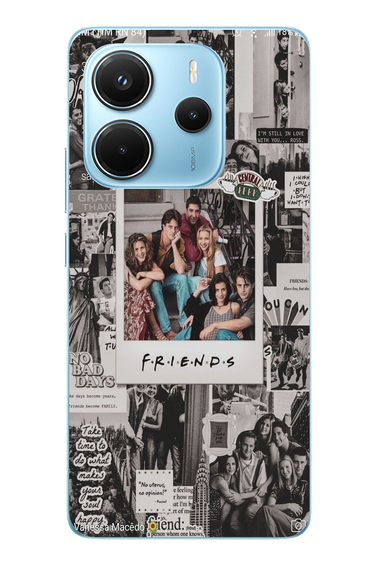 TechTree Redmi Note 14 4G Uyumlu Friends Nostalji Tasarımlı Tasarımlı Şeffaf Silikon Kılıf