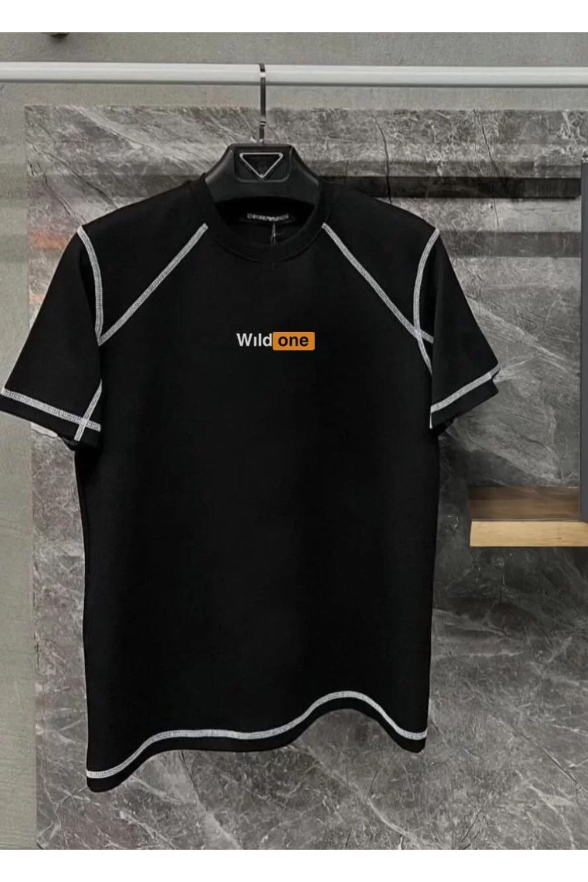 FantaziAtölyesi Unisex Dikişli Baskılı Oversize T-Shirt - Siyah