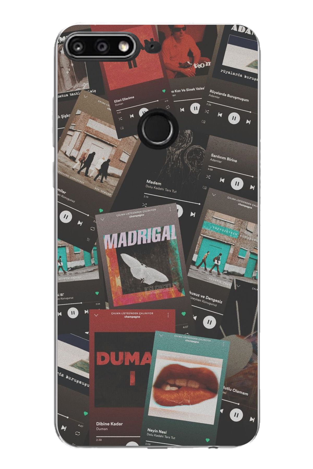 TechTree Huawei Y7 2018 - Honor 7C Uyumlu Türkçe Rock Müzikler Tasarımlı Şeffaf Silikon Kılıf