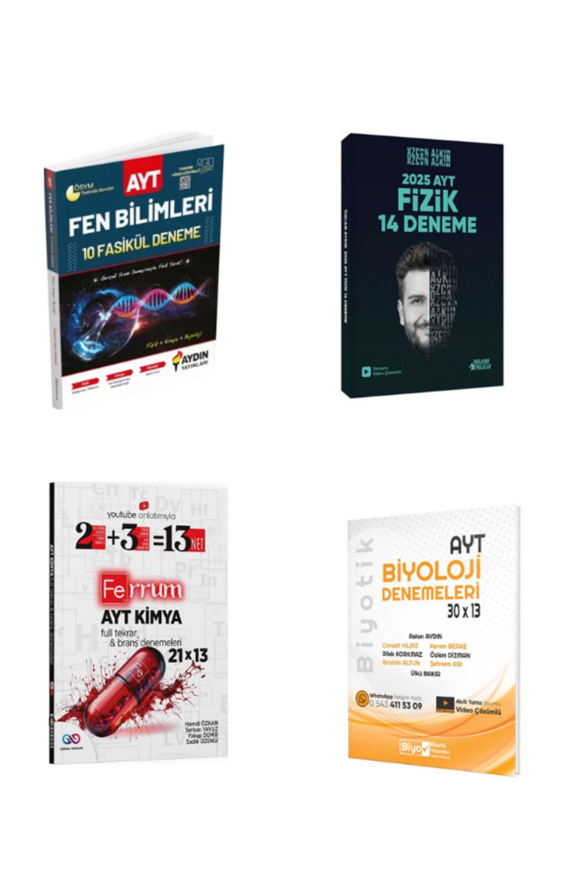 Benim Hocam Yayınları 2025 aydın yaynları ayt fen deneme özcan aykın fizik ferrum kimya ve biyotik biyoloji