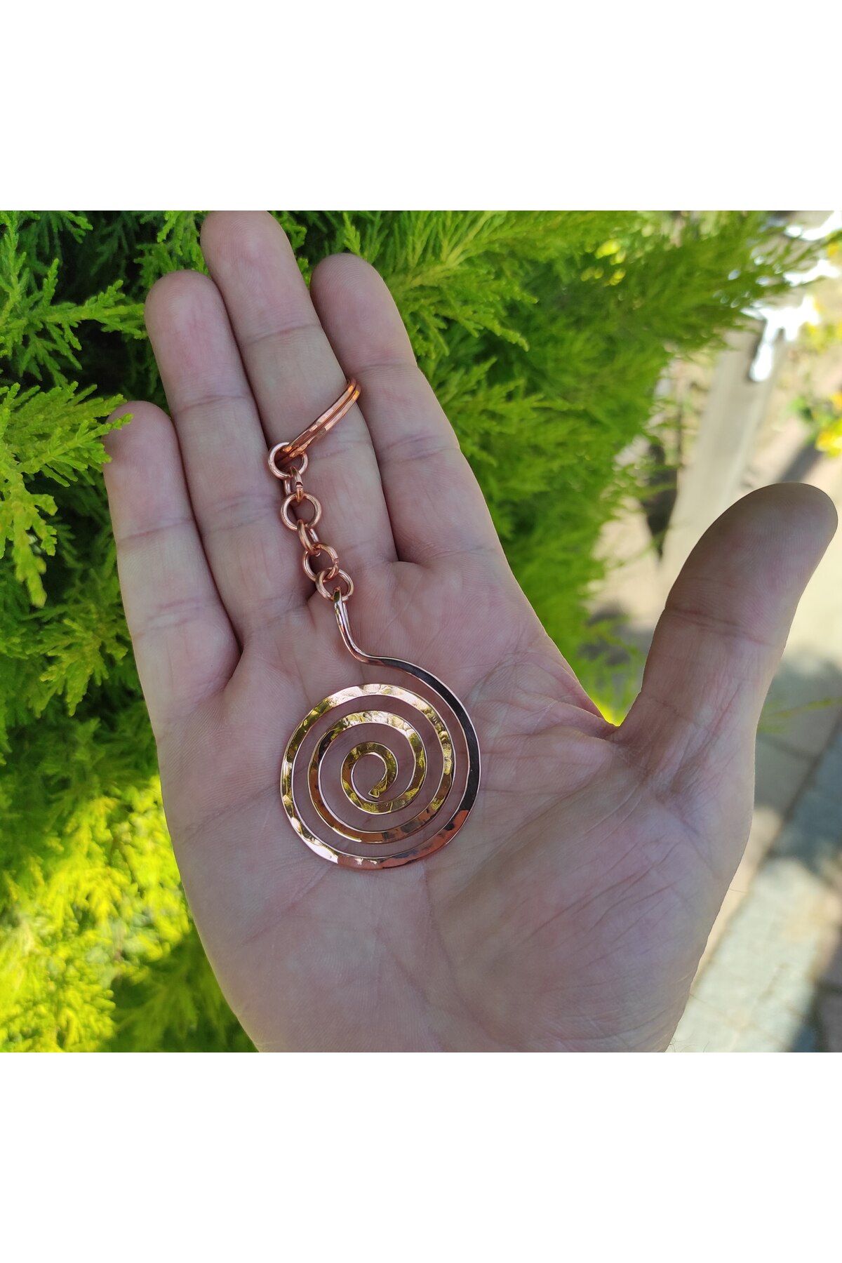 mba handmade jewelry Spiral Saf Bakır El Yapımı Koleksiyonluk Anahtarlık