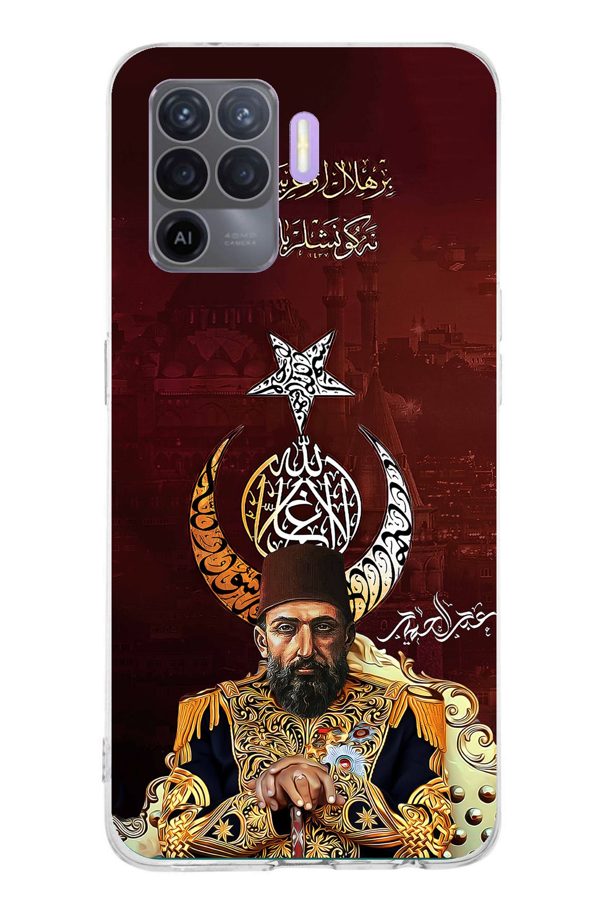 TechTree Oppo Reno 5 Lite Uyumlu Abdülhamid Han Şeffaf Silikon Kılıf