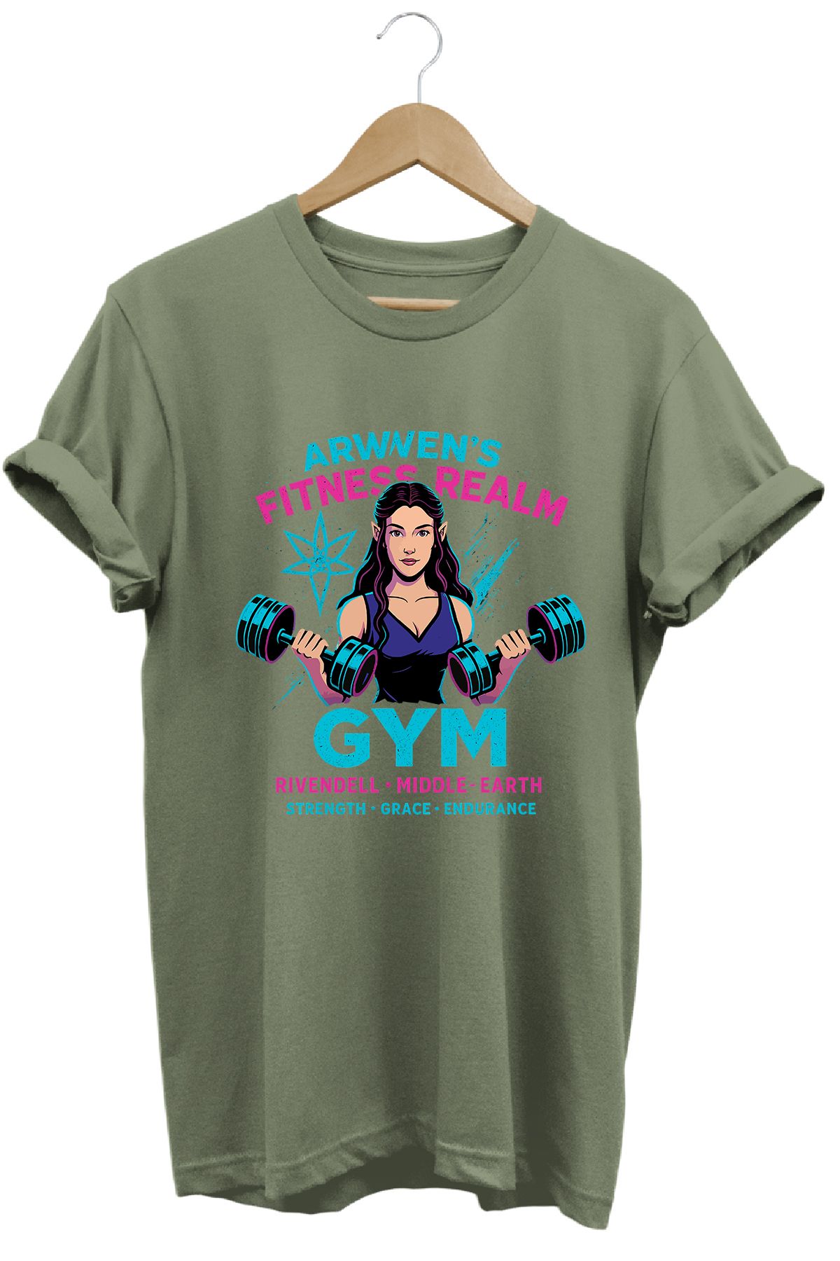 remonz Arwen Gym LOTR Regular Fit %100 Pamuk Yumuşak Dokulu Bisiklet Yaka Tişört
