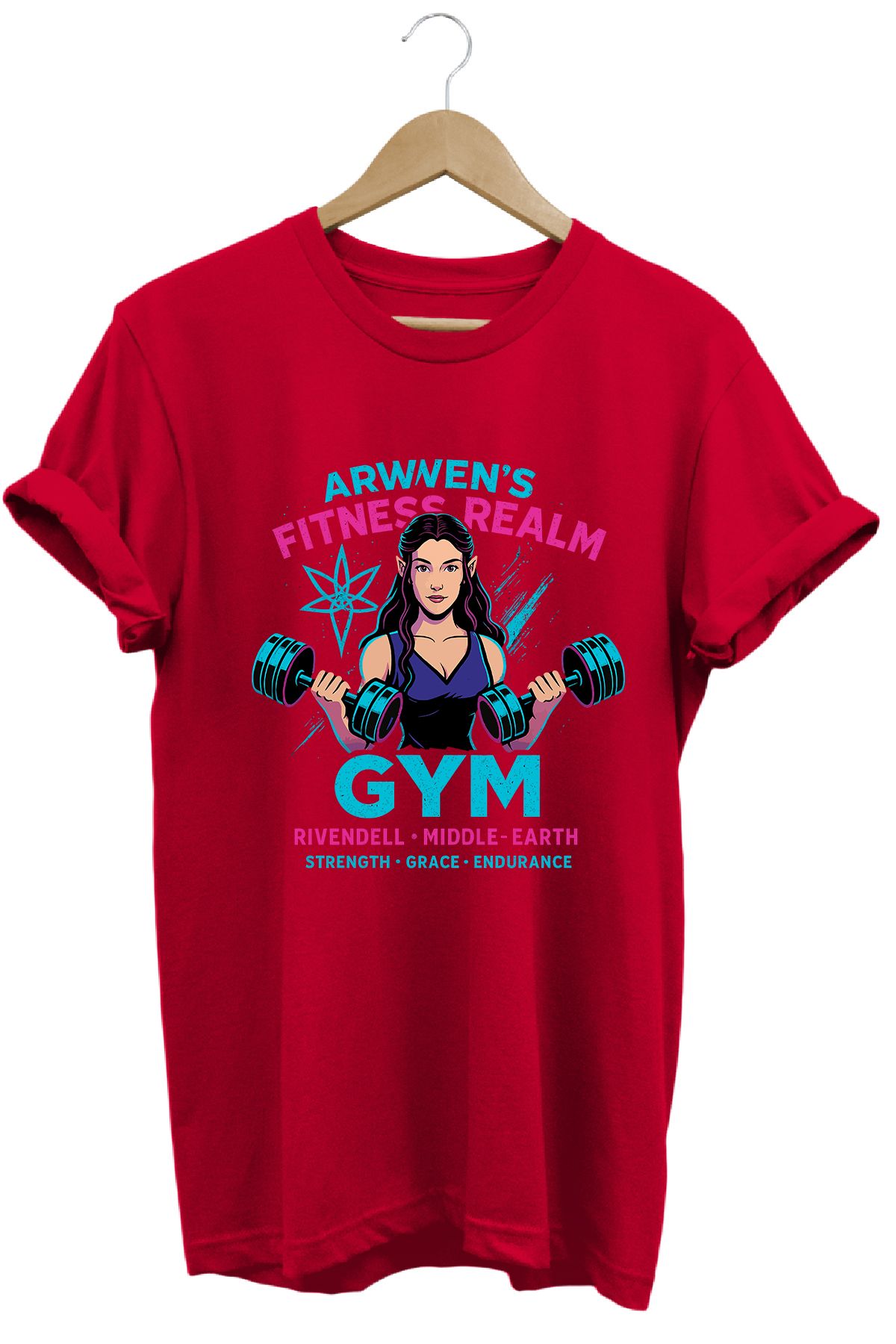 remonz Arwen Gym LOTR Regular Fit %100 Pamuk Yumuşak Dokulu Bisiklet Yaka Tişört