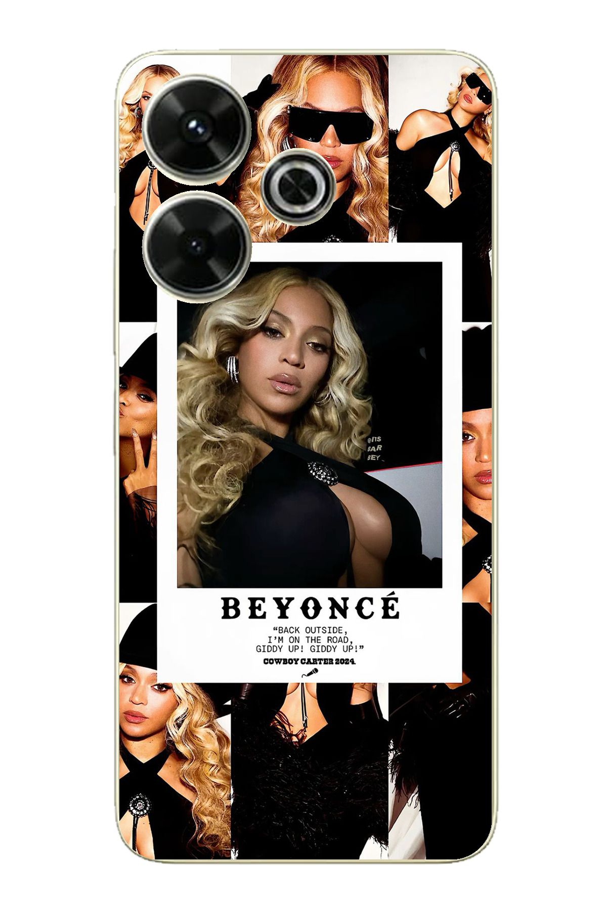 TechTree Redmi 13 Uyumlu Beyonce Fotoğraflar Şeffaf Silikon Kılıf