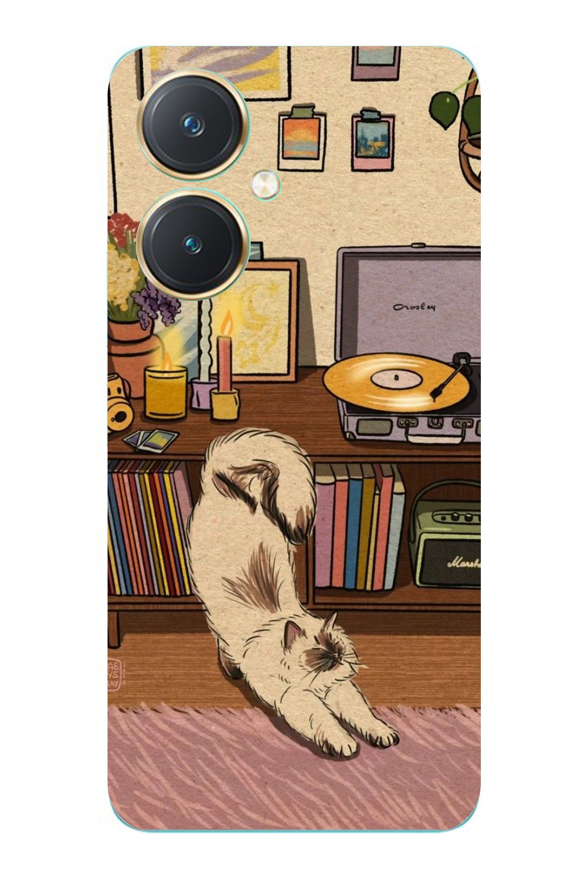 TechTree Vivo Y27 Uyumlu Nostaljik Köpek Tasarımlı Şeffaf Silikon Kılıf