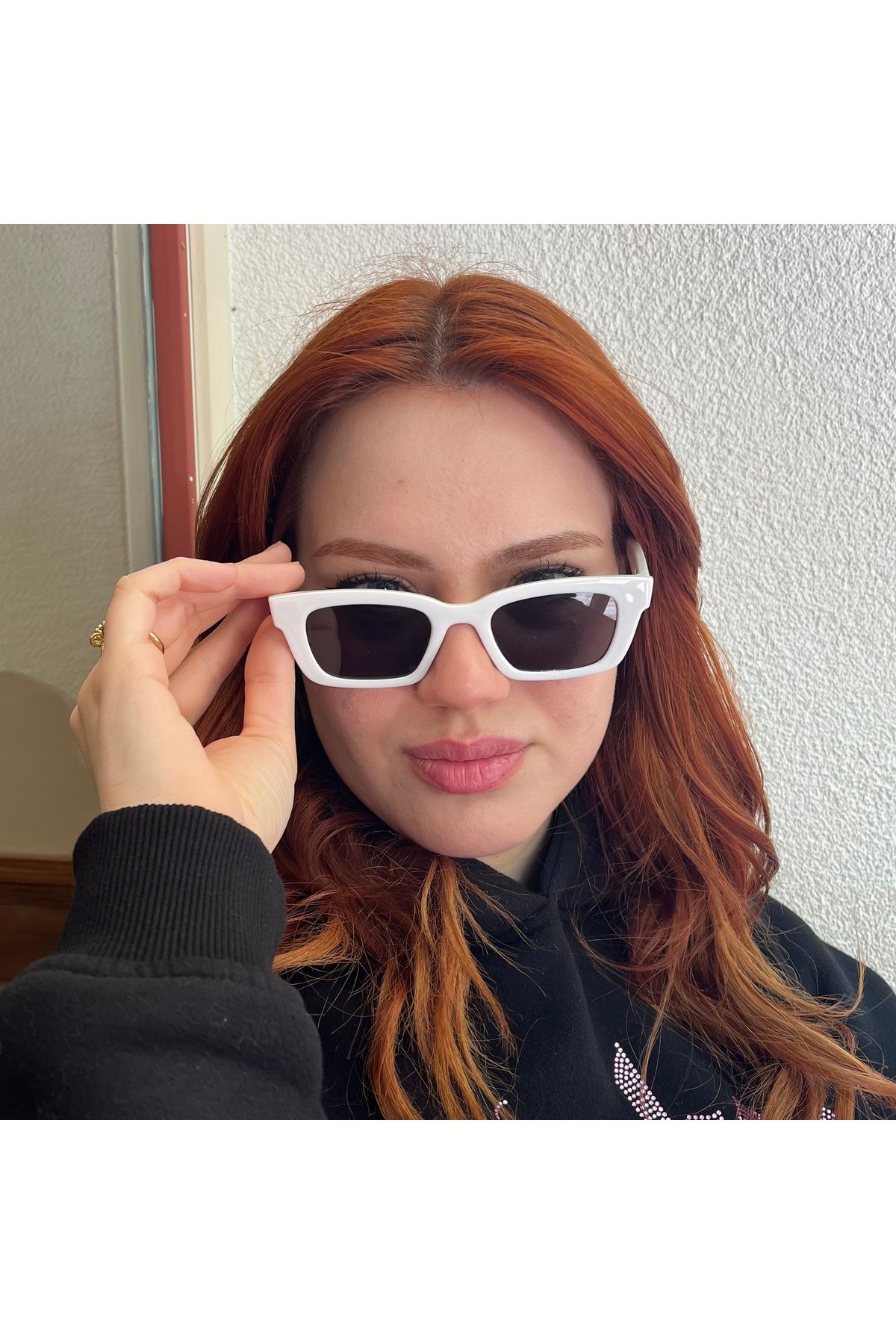 NOYZZ Gurlz Askı Takılabilir Dikdörtgen Beyaz Klasik Kadın Güneş Gözlüğü
