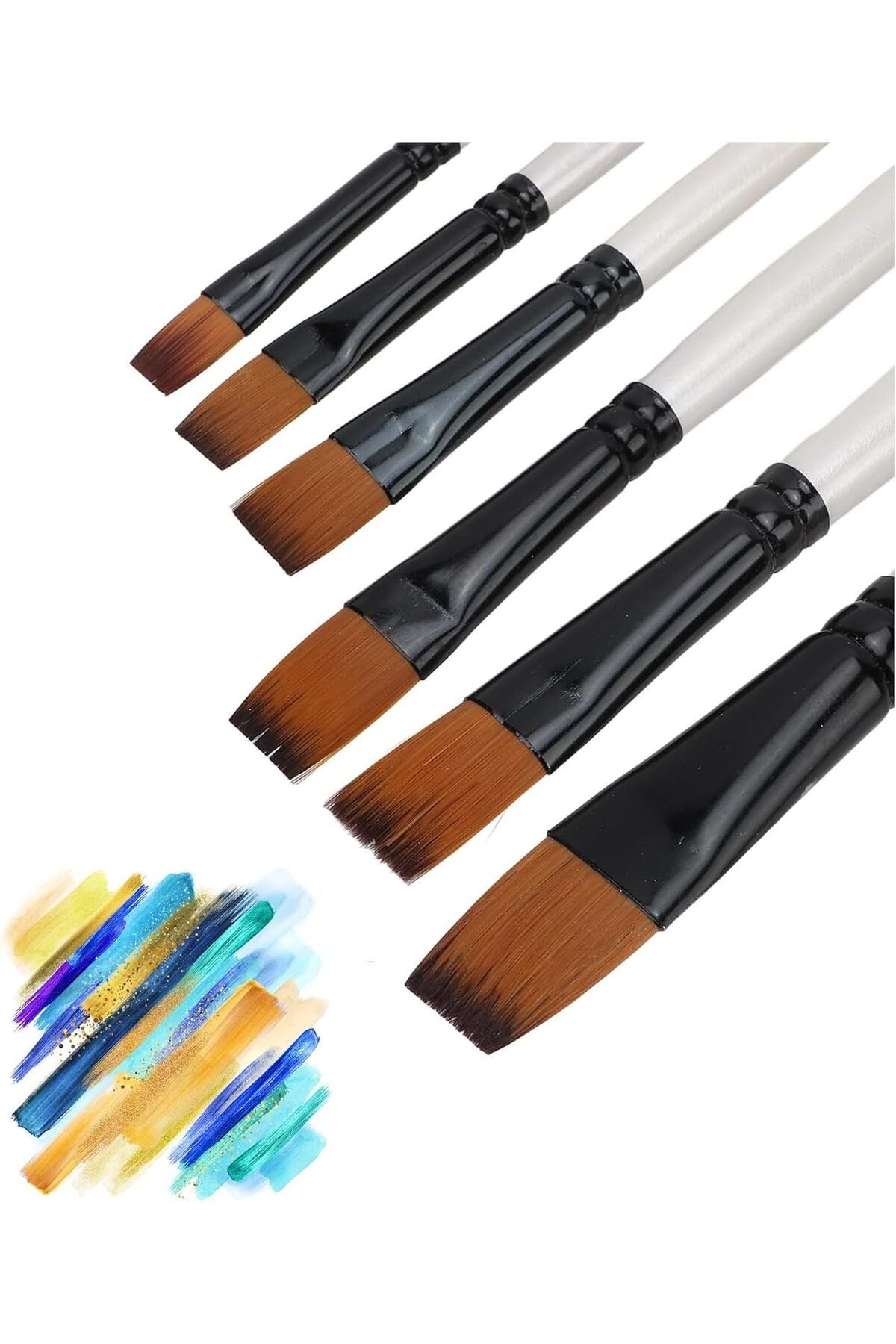 mazıdağı Resim Fırça Seti Akrilik Suluboya Yağlıboya Düz Uçlu 6 Parça new store 1133631