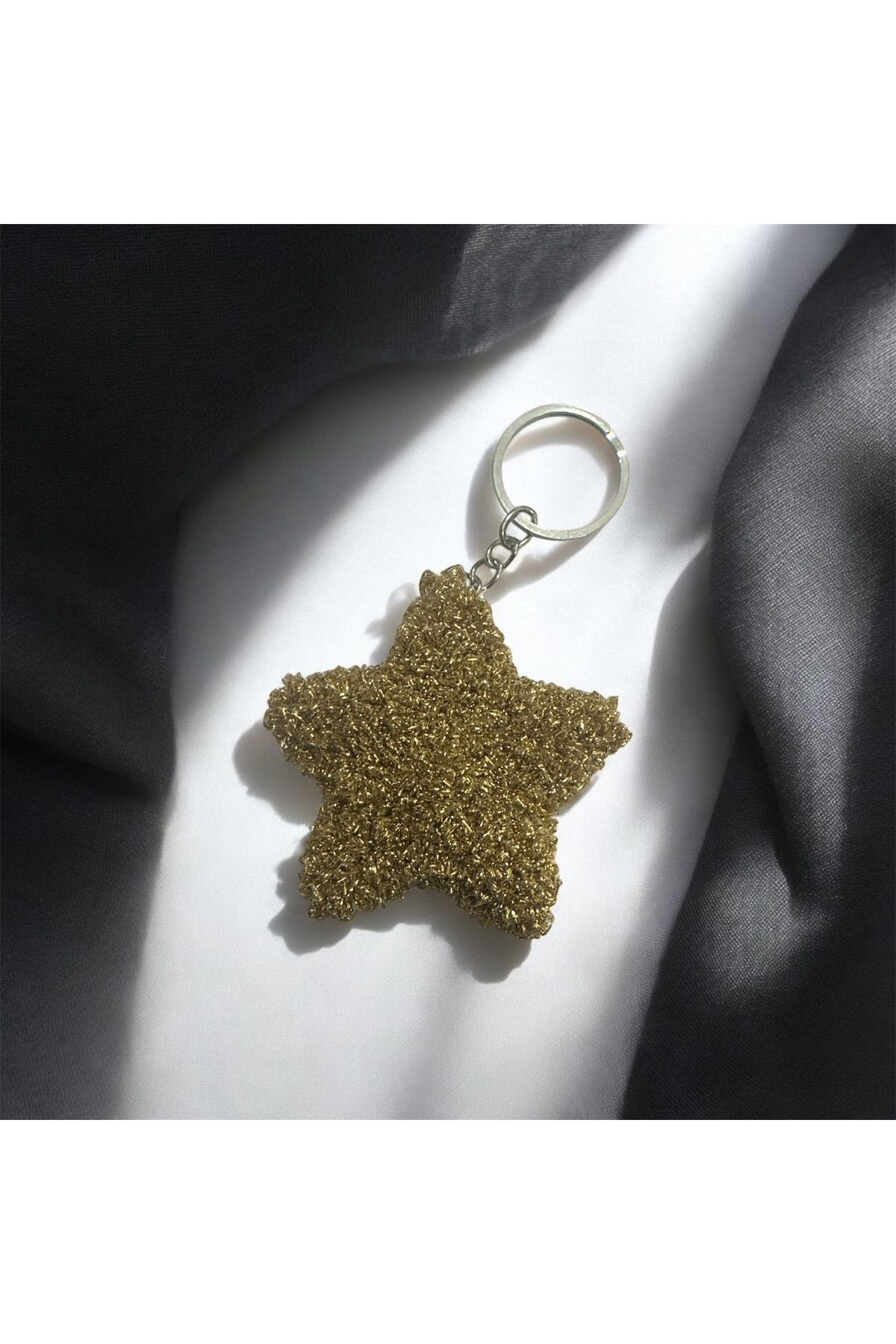 YümanınYumağı Hand Made Örgü Altın Yıldız Anahtarlık