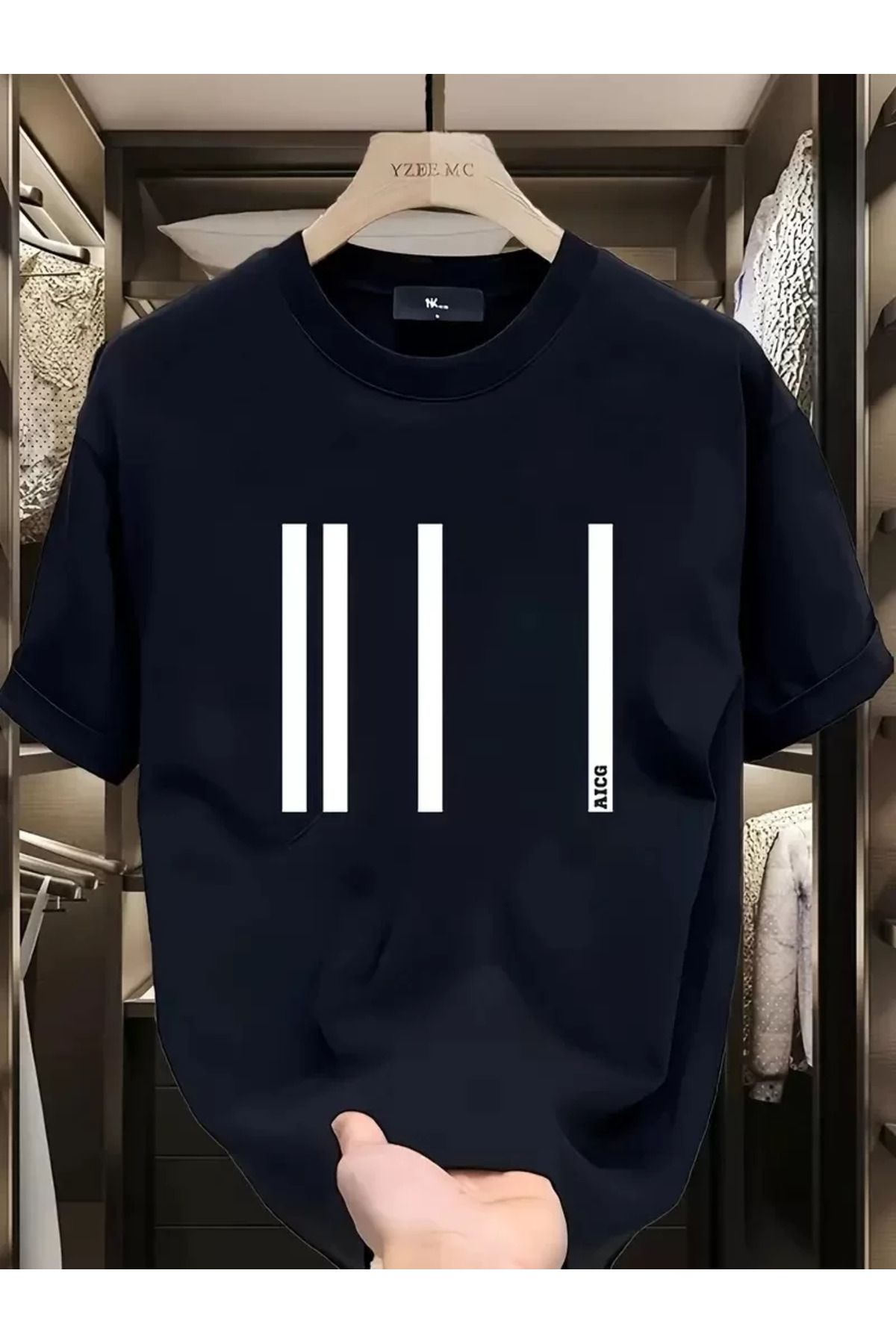 FantaziAtölyesi AICG Baskılı Kadın Oversize Bisiklet Yaka T-shirt - Siyah
