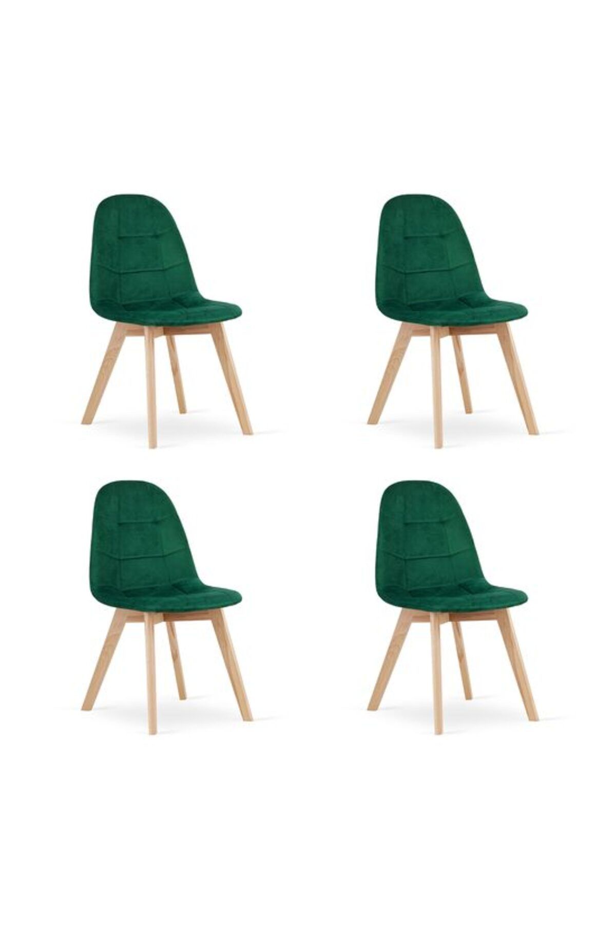 Avex Set De 4 Scaune De Bucătărie/living, Artool, Bora, Catifea, Lemn, Verde, 44,5x54x81,5 Cm - One Size