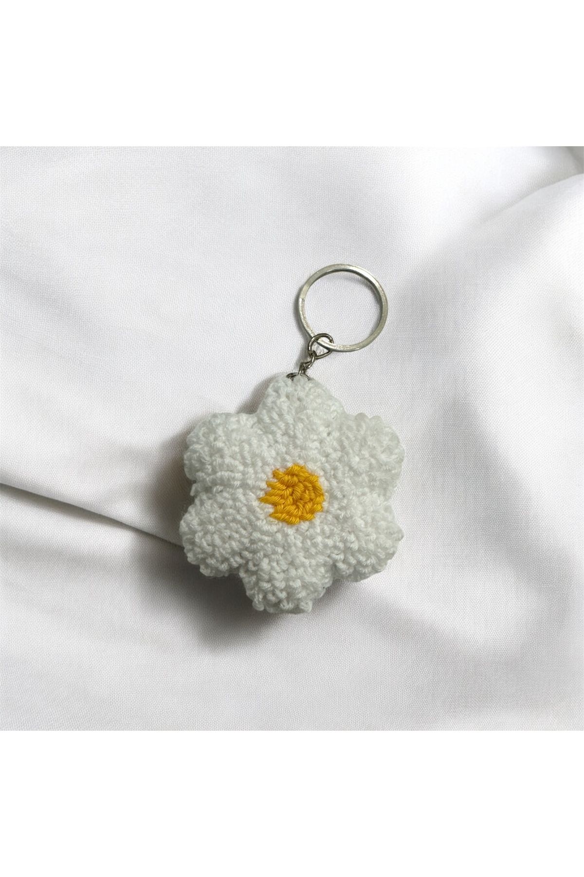 YümanınYumağı Hand Made Örgü Papatya Anahtarlık