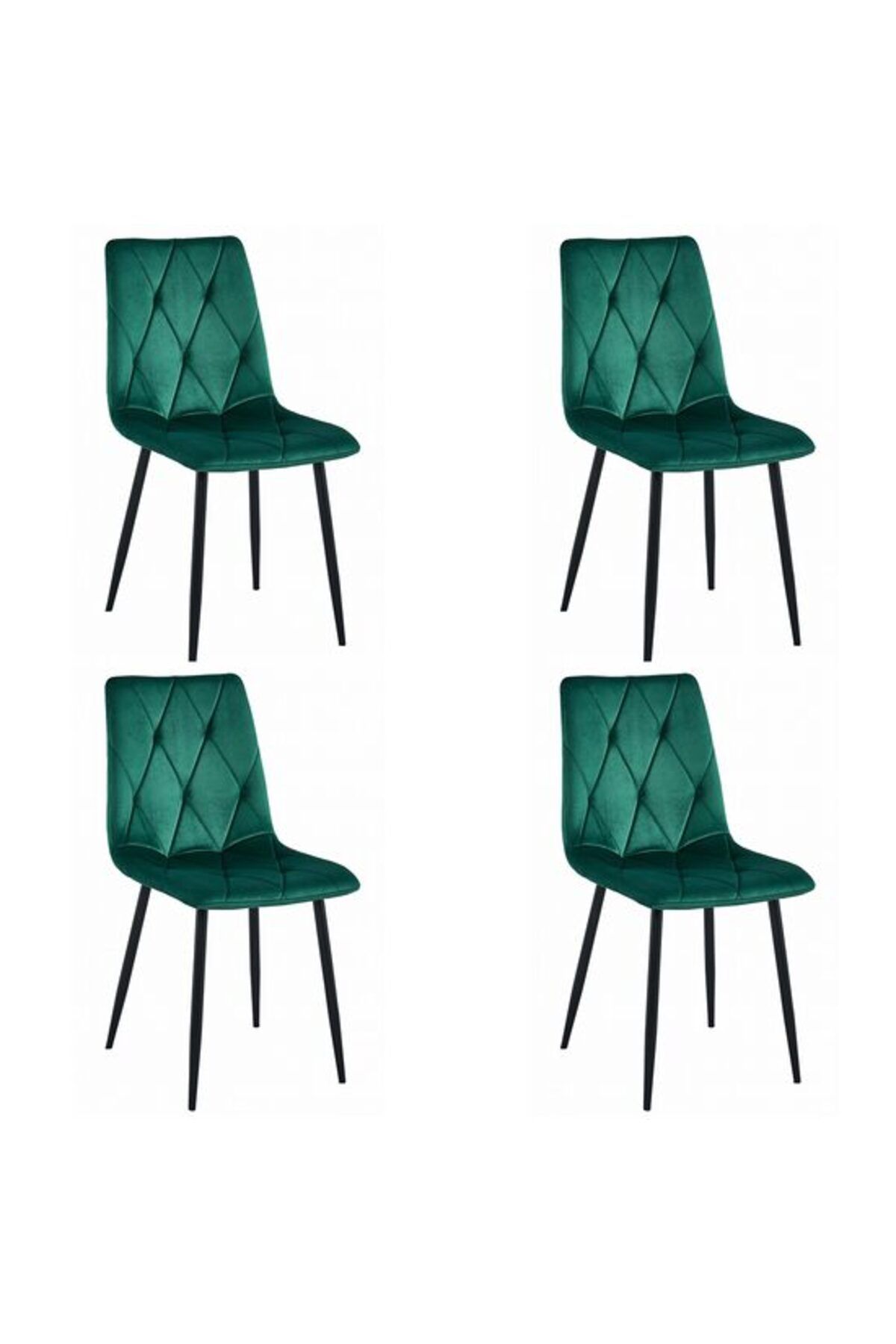 Avex Set De 4 Scaune De Bucătărie/living, Artool, Libra, Catifea, Metal, Verde Și Negru, 44x40x88,5 Cm - One Size