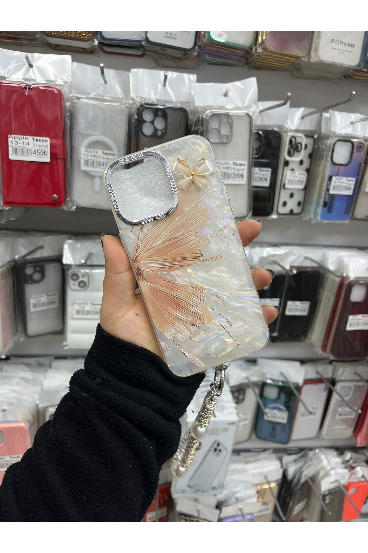 TECNOTREND Apple İphone 14 PRO MAX KELEBEK DESENLİ EL TUTAMAÇLI SİLİKON KILIF
