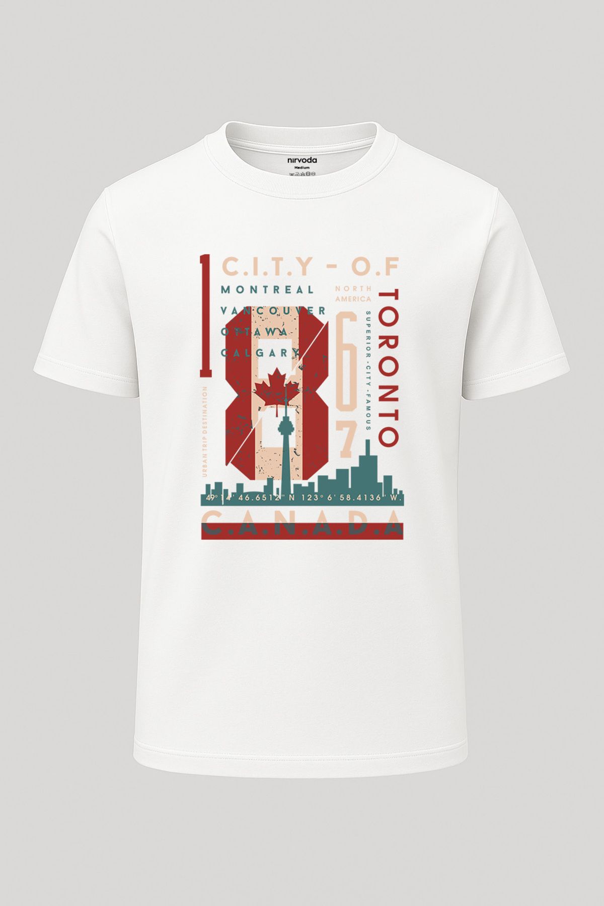 nirvoda Unisex Toronto Kanada Yazılı Tişört - Uzun T-shirt