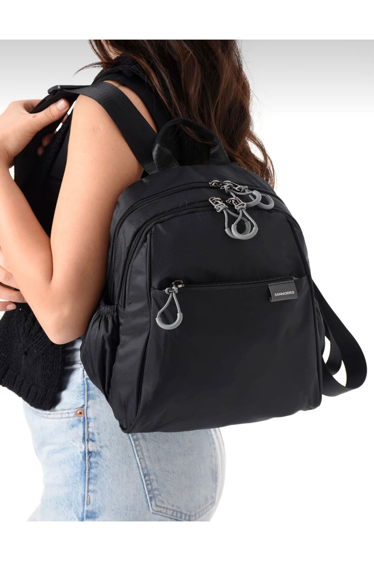 bag Suya Dayanıklı Paraşüt Kumaş 4 Gözlü Laptop Bölmeli Siyah Seyahat Iş Okul Sırt Çantası