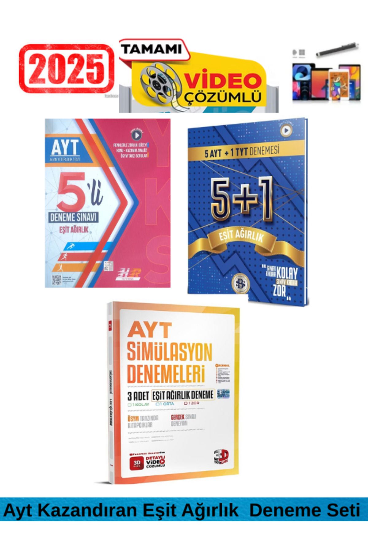 Hız ve Renk Yayınları Ayt Eşit Ağırlık 5 Deneme+Sarmal Ayt 5+1 Eşit Ağırlı kDeneme+3D Ayt Eşit Ağırlık 3 Deneme+Kalem