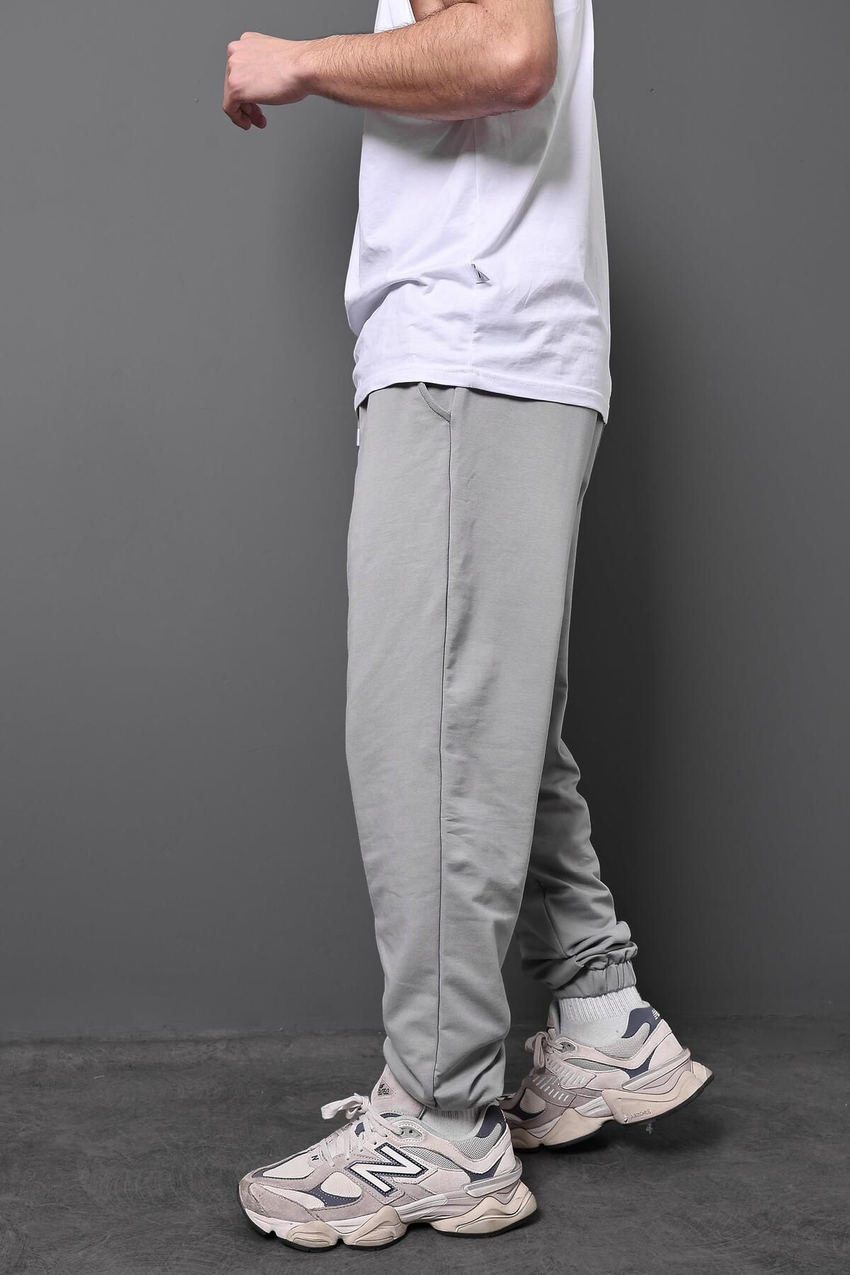 Slatra Erkek Gri Basic 2 İplik Jogger Eşofman