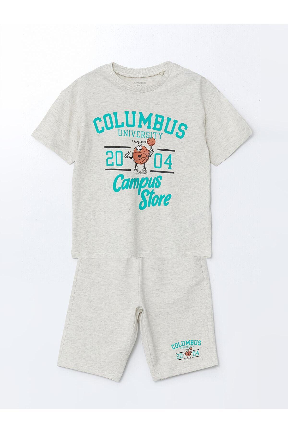 LC Waikiki-Lcw Kids Crew Neck Printed Boys T-Shirt and Shorts 2 Pack (S5) 1
