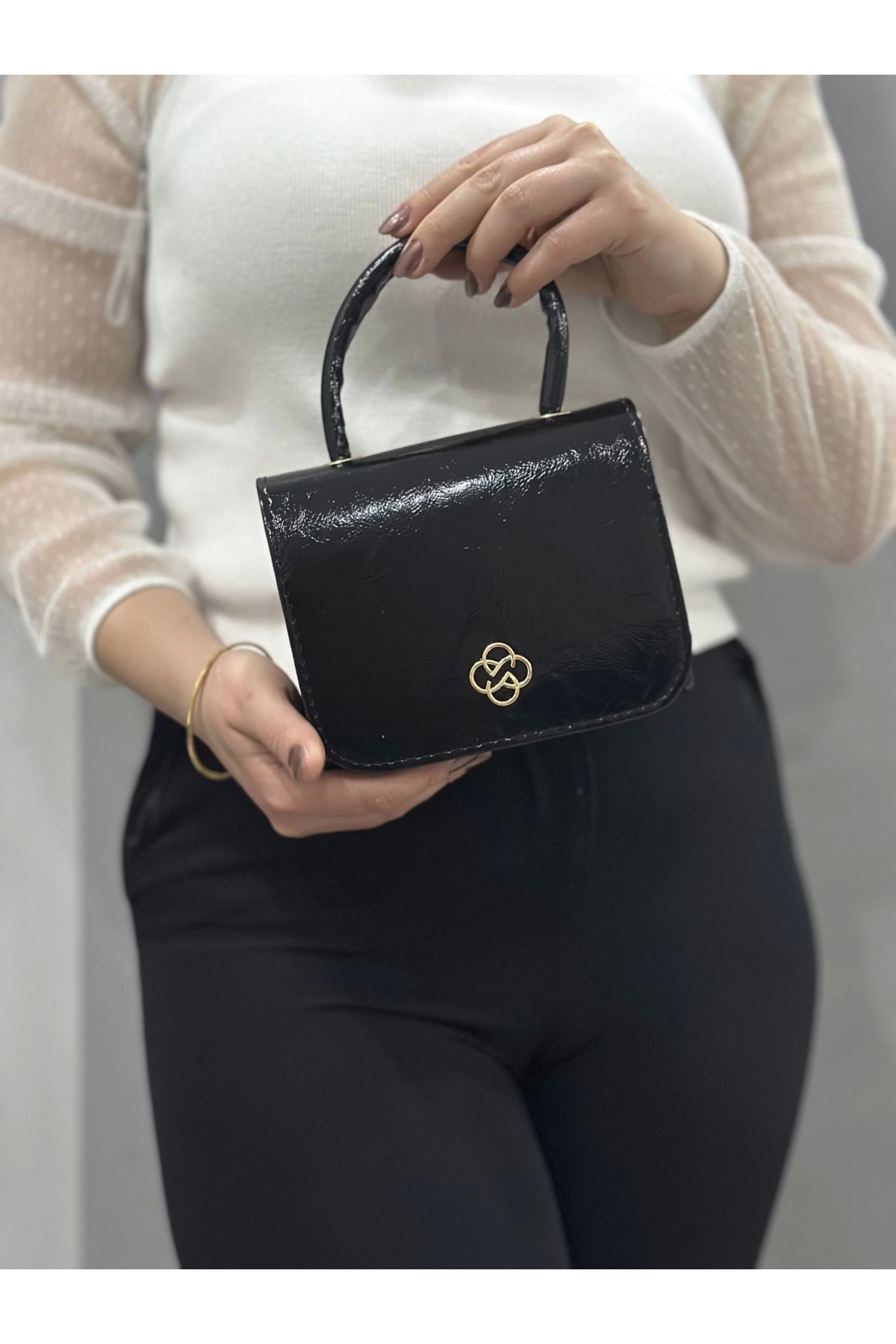 FASHIONLINE Siyah cilt krash çanta