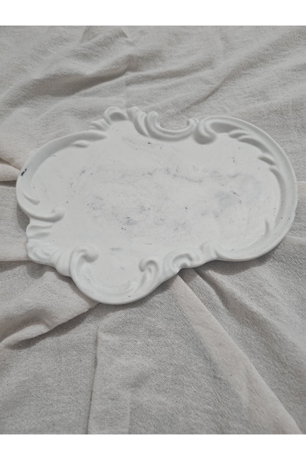 GİTTİGİTTİ Taş Tozu El Yapımı Nişanlık Sunumluk ve Mumluk Tepsi – Şık Dekoratif Tasarım (30x23 cm) Siyah