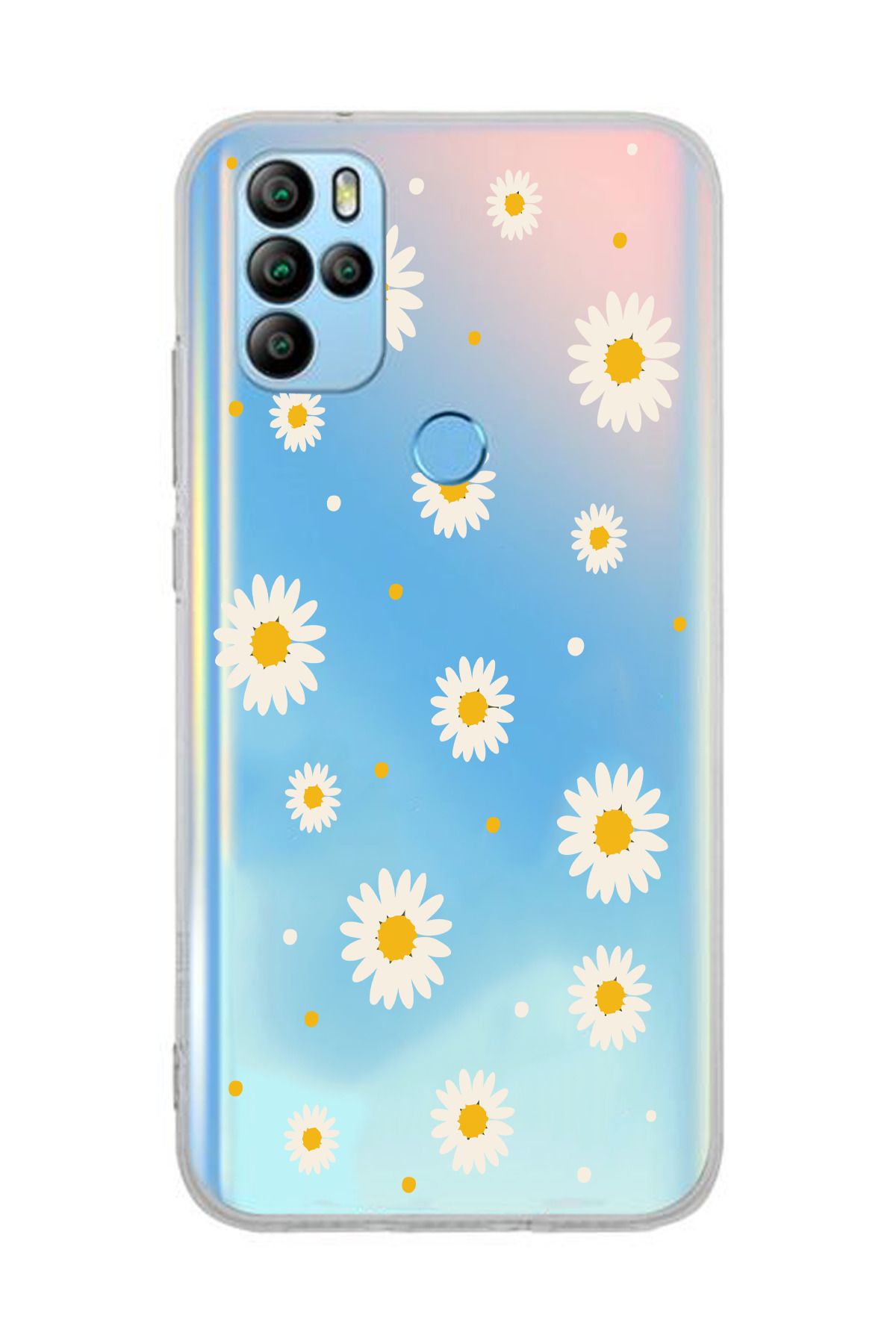 moonset General Mobile GM 21 Pro Uyumlu Papatya Tasarımlı Baskılı Şeffaf Telefon Kılıfı
