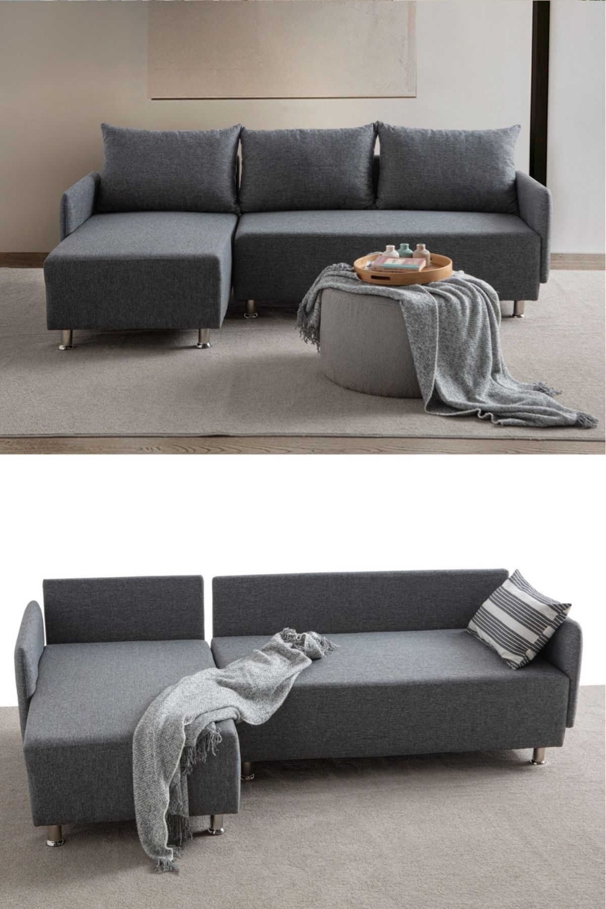 EDSY HOME Mondy Köşe Koltuk Takımı Gri