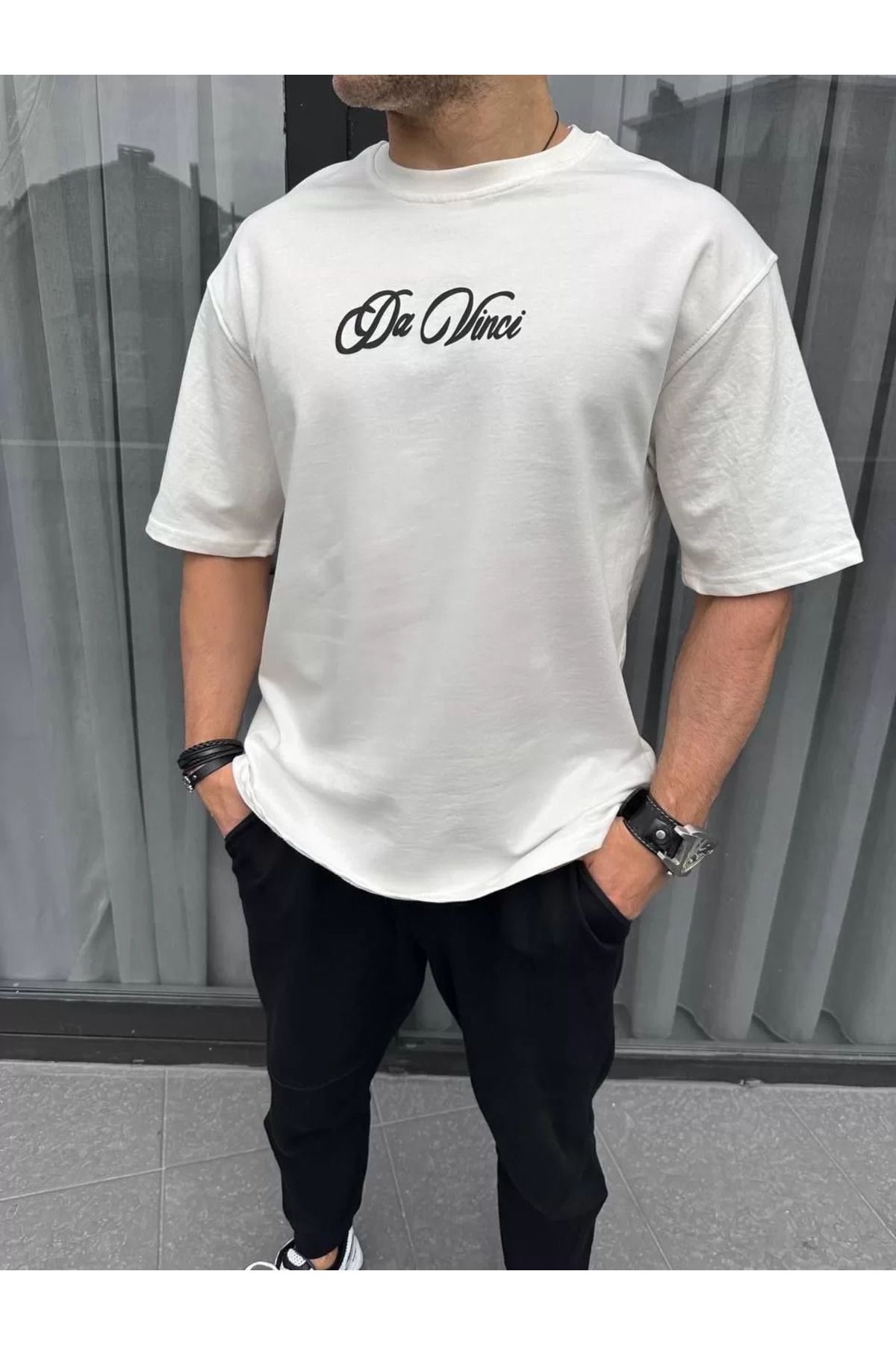 FantaziAtölyesi Unisex Baskılı Oversize T-Shirt - Beyaz