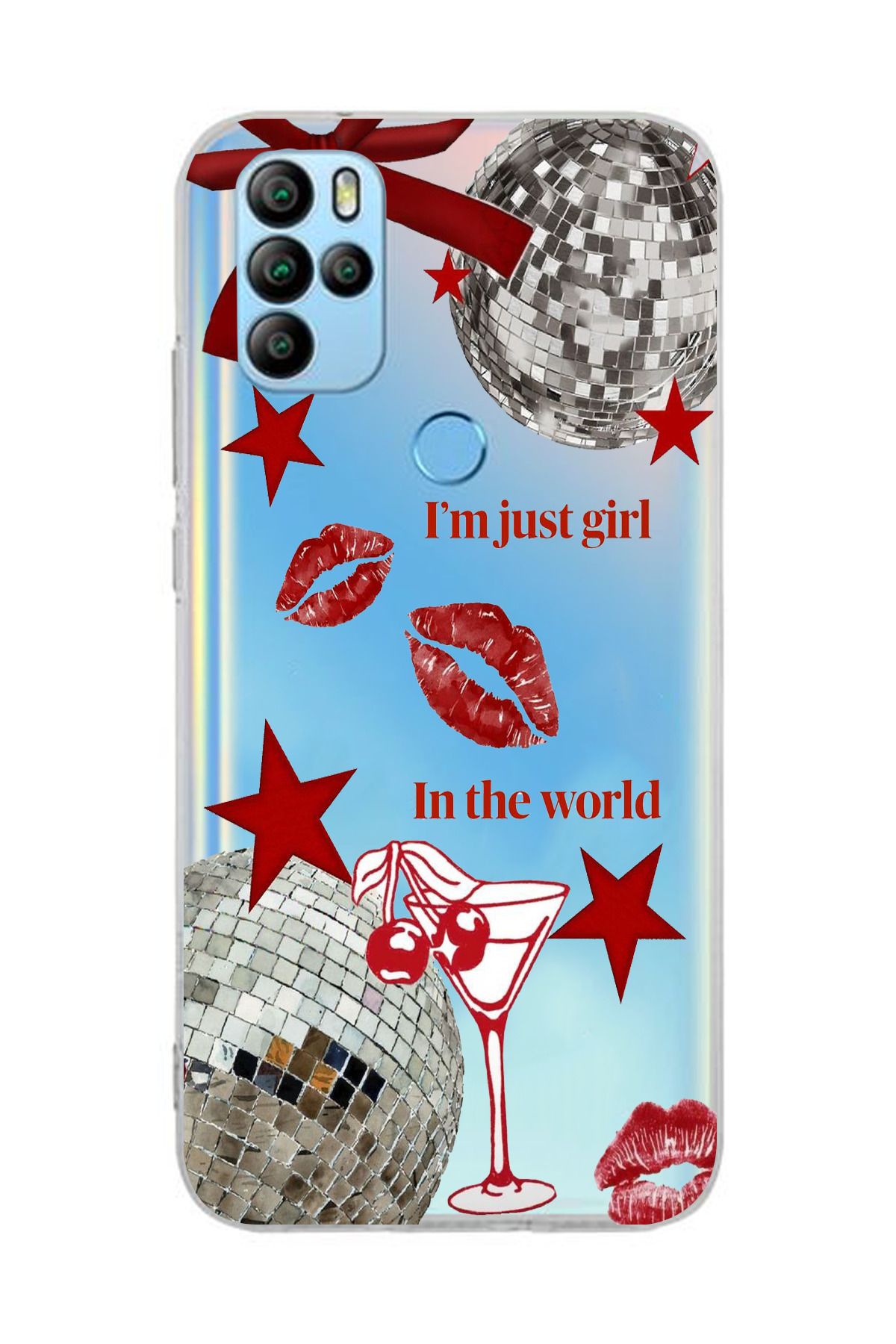 moonset Omix X300/X500 Uyumlu Im Just Girl Tasarımlı Baskılı Şeffaf Telefon Kılıfı