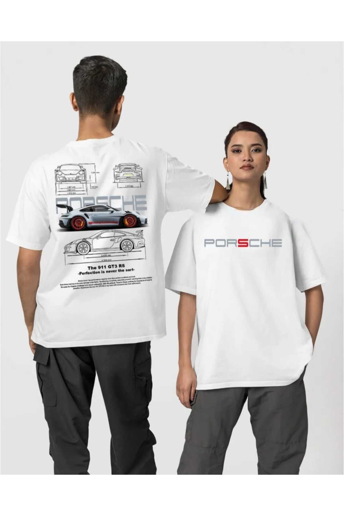 FULL TOLERANCE ceyasmoda Porsche Ön ve Sırt Baskılı Yüksek Kaliteli Oversize Unisex Tshirt
