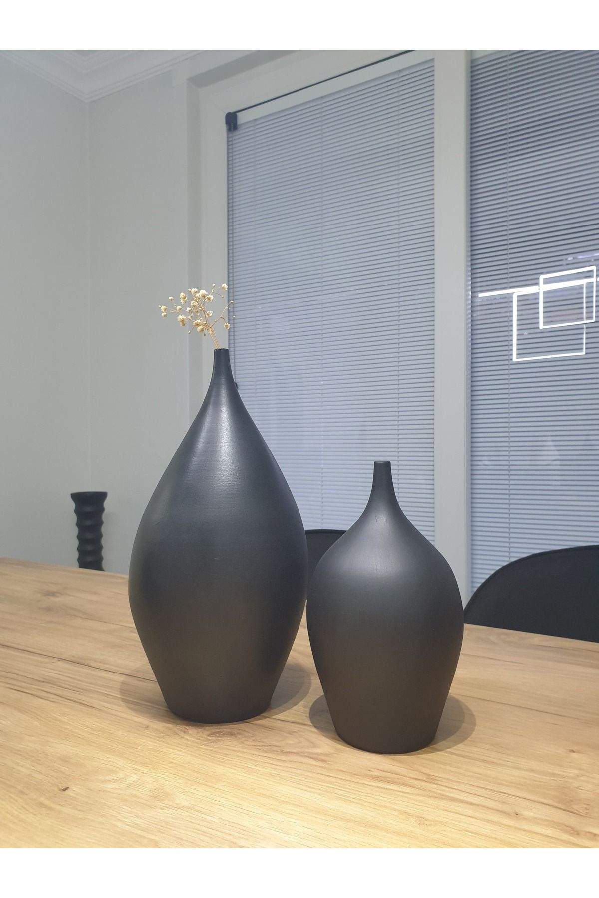 Lapida Home Decor Dekoratif Modern Taş Tozu Vazo Seti 2'li | El Yapımı Minimal Ev ve Ofis Dekoru