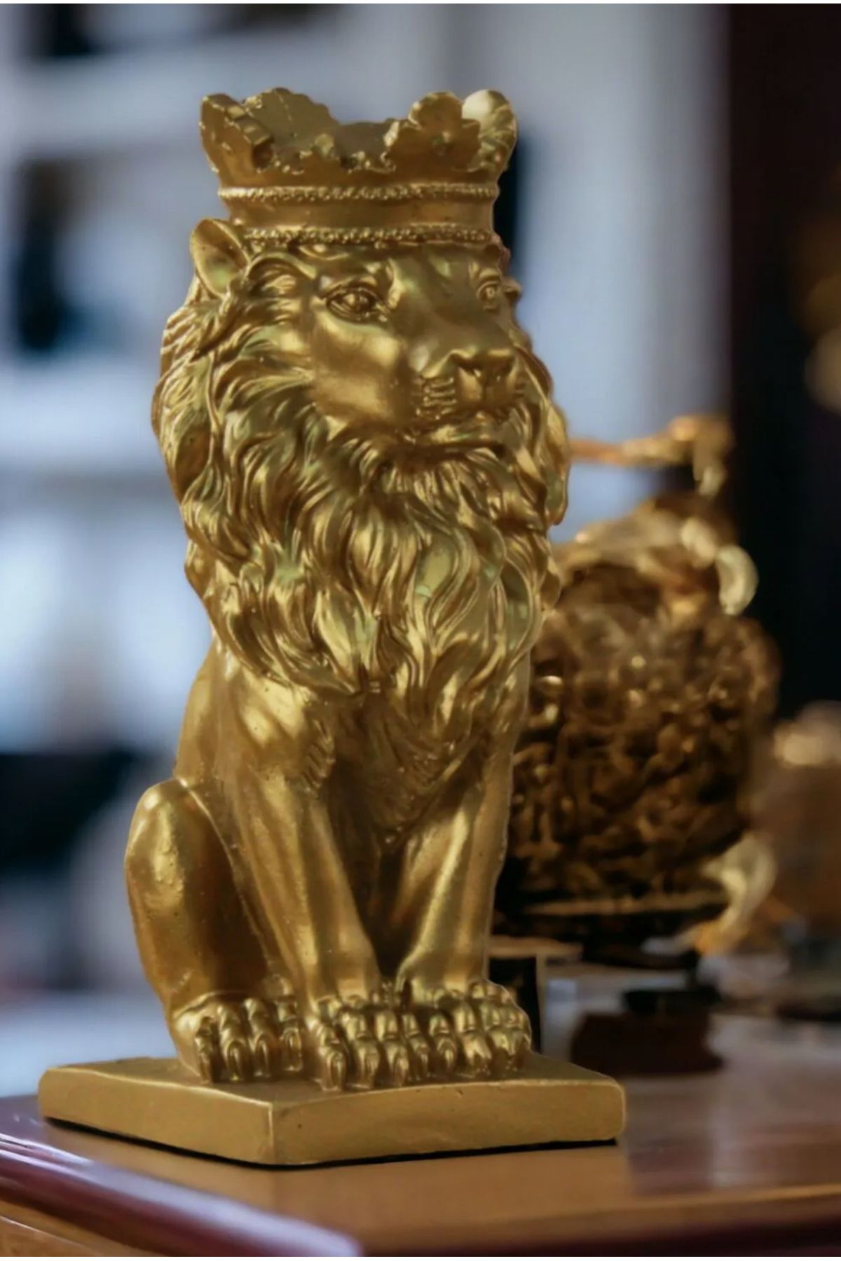 İNOVATEDARİK Taçlı Aslan biblo büyük boy