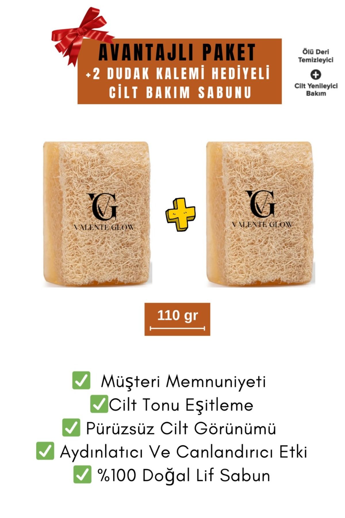 Valente Glow 2’li Cilt Tonu Eşitleyici Ve Aydınlatıcı | Doğal Peeling Etkili Sabun | Dudak Kalemi Hediyeli!