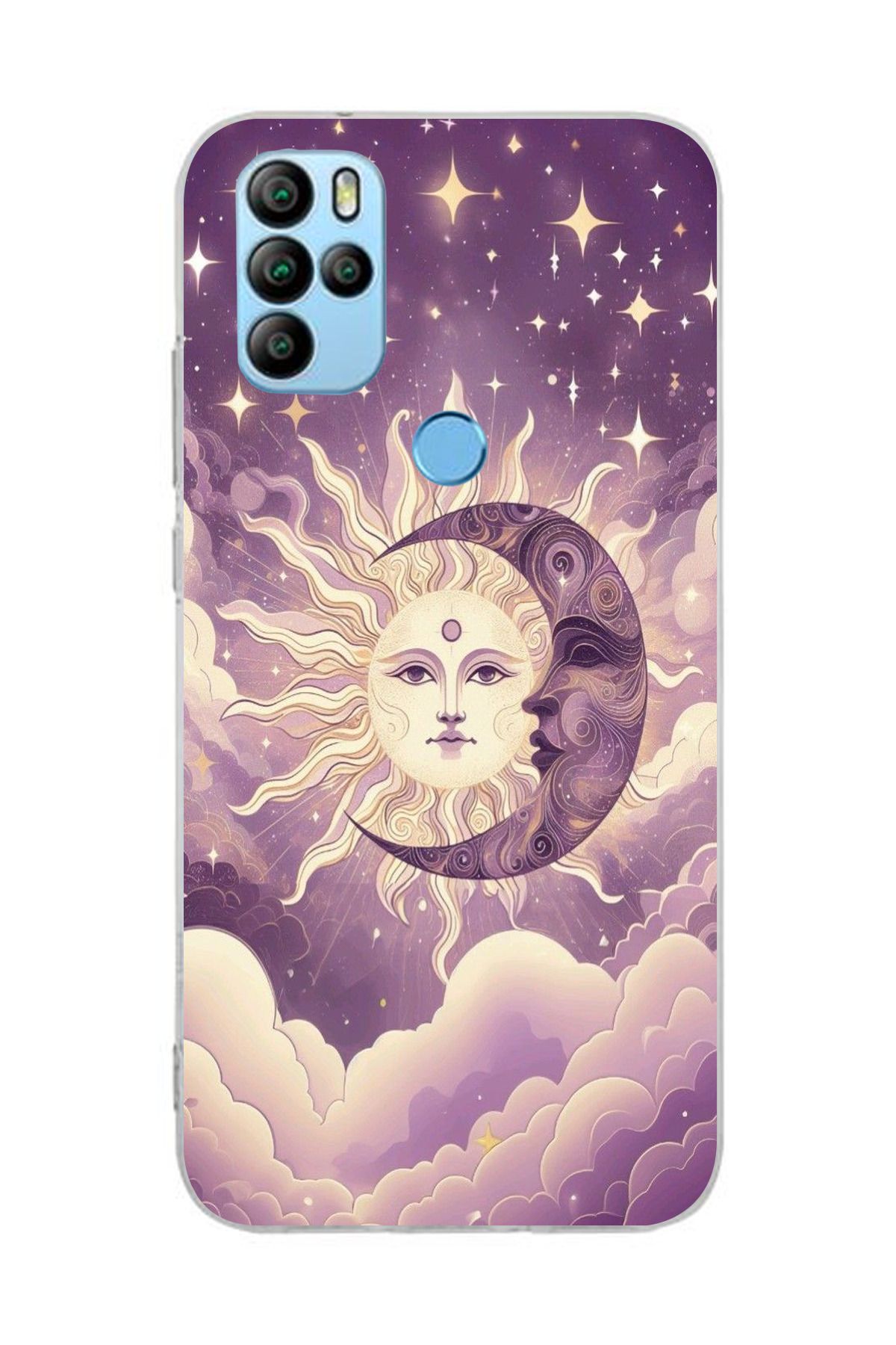 moonset Omix X300/X500 Uyumlu Ay ve Güneş Tasarımlı Baskılı Şeffaf Telefon Kılıfı