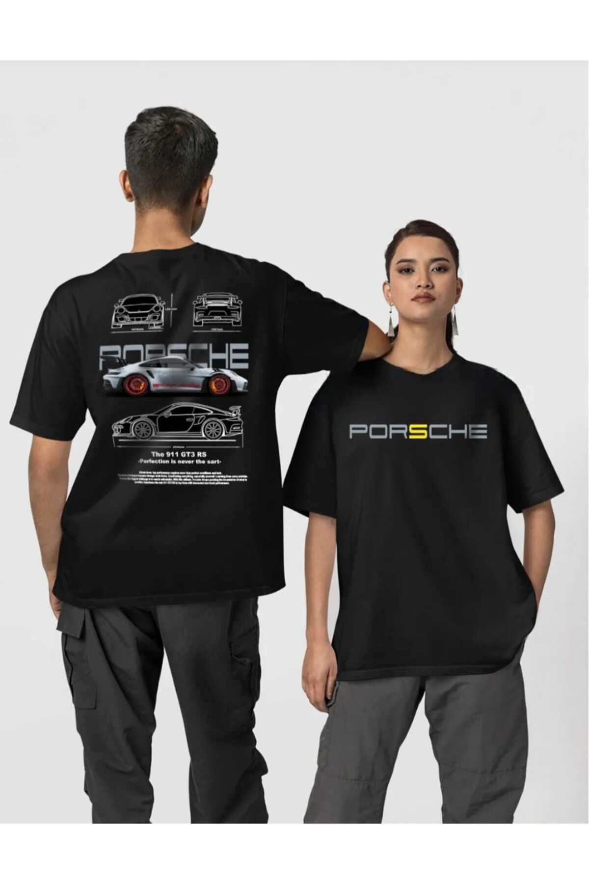 FULL TOLERANCE ceyasmoda Porsche Ön ve Sırt Baskılı Yüksek Kaliteli Oversize Unisex Tshirt