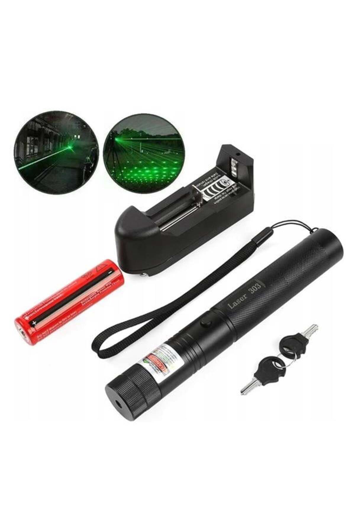 DENİZBİLİŞİM Powermaster Om-120118650 Pilli Şarjlı Anahtar Emniyetli Yeşil Lazer Pointer (50 Km)