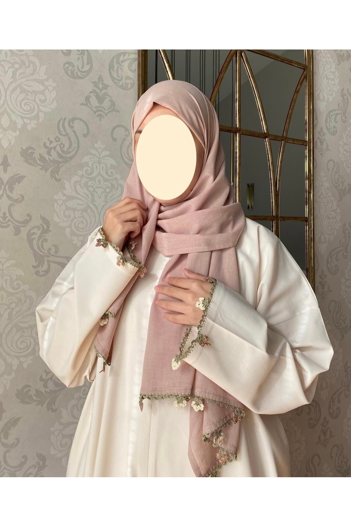 Nimet Abla Butik-Hand Embroidered Prayer Robe Suit 4