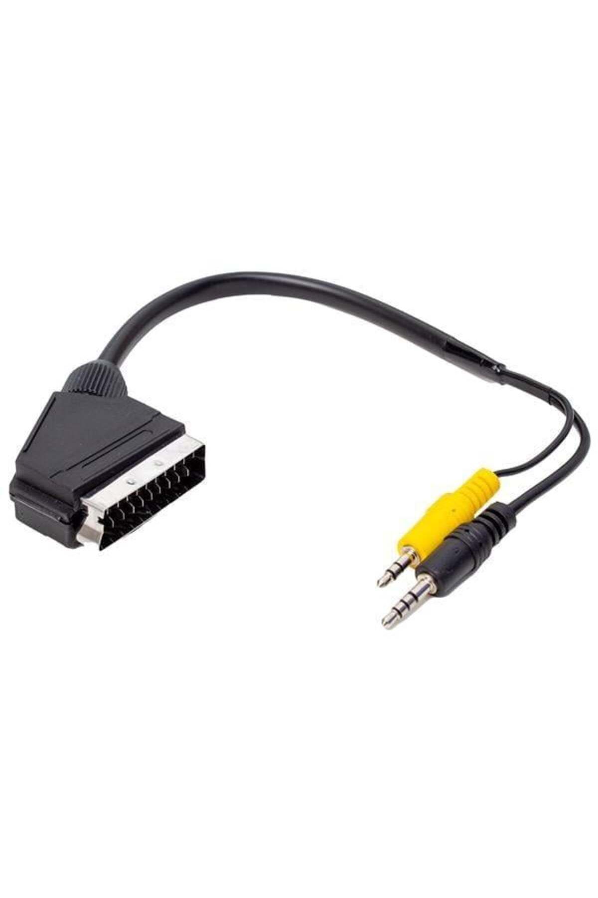 Balesso Uydu Alıcısı Av Kablo 3.5 Mm Stereo Erkek-Scart Kablo 35 Cm Uzun-Kısa Jack Bir Arada