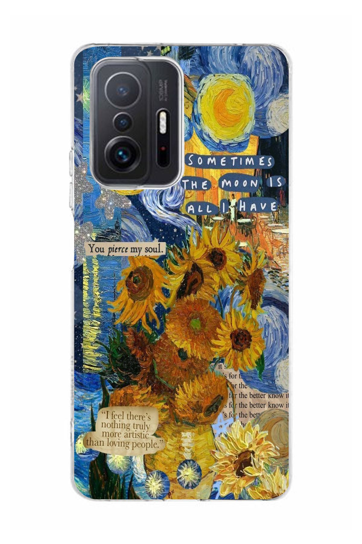 moonset Xiaomi Mi 11T / Mi 11T Pro Uyumlu Van Gogh Tasarımlı Baskılı Şeffaf Telefon Kılıfı